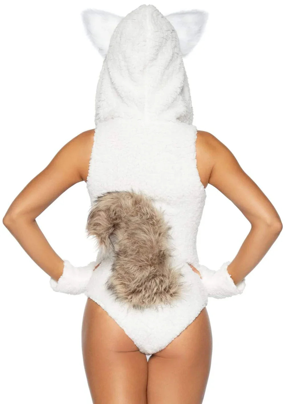 White Furry Wild Thang Halloween 2 Piece Wolf Costume